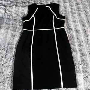 Calvin Klein Black and White Sleeveless Workwear Business Casual Dress